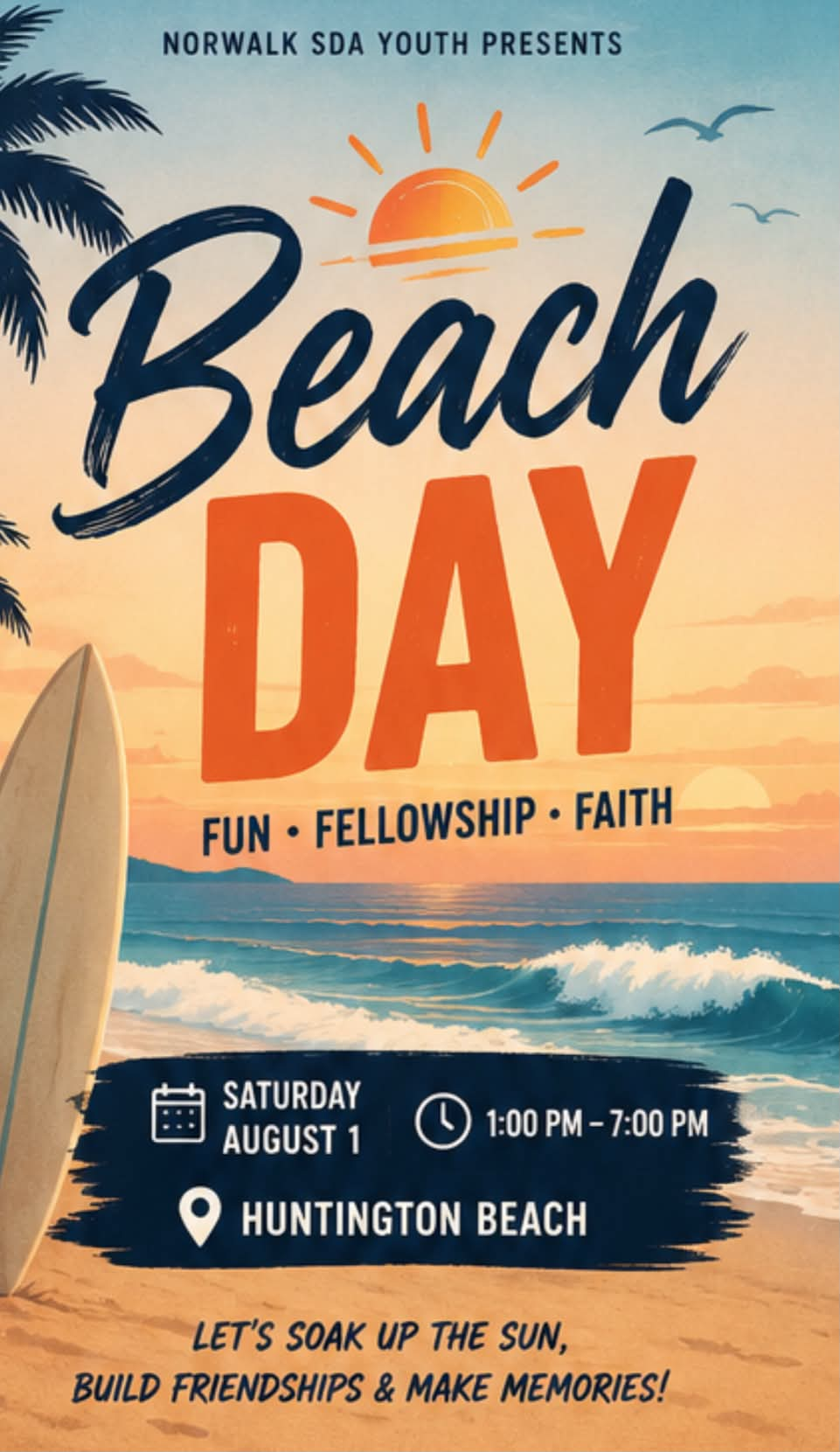 Norwalk SDA Youth Beach Day at Huntington Beach
