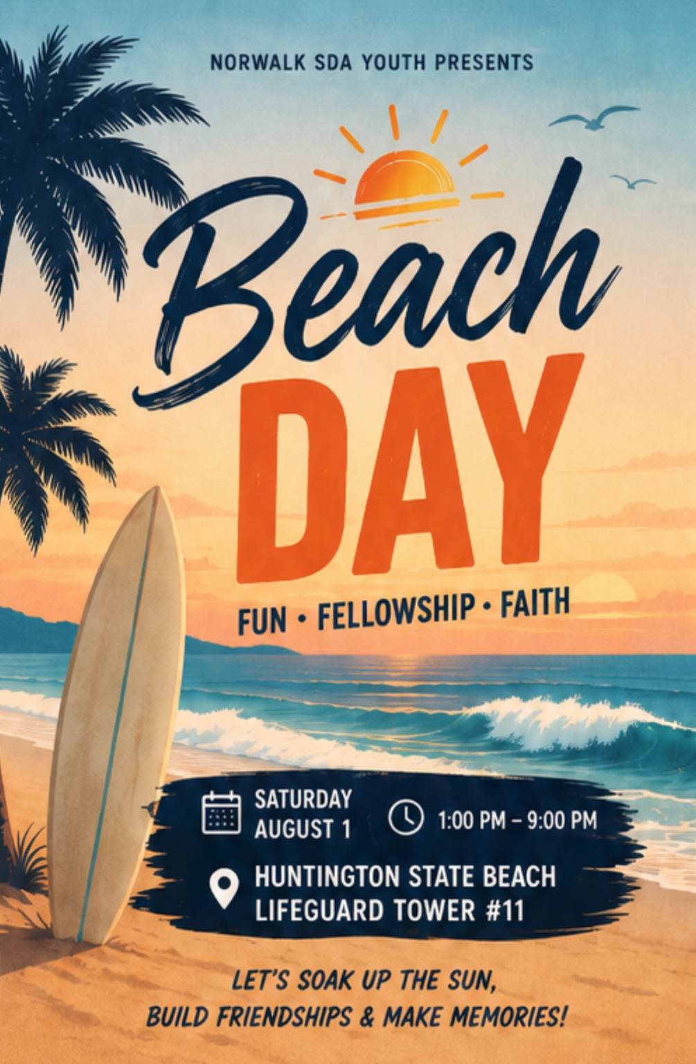 Norwalk SDA Youth Beach Day at Huntington Beach